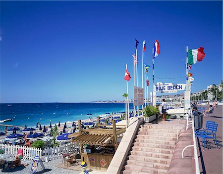 provence street scenes - Beach restaurant at Promenade des Anglais, Nice, Alpes Maritimes, Provence, France, Mediterranean, Europe Stock Photo - Rights-Managed, Code: 855-03254854