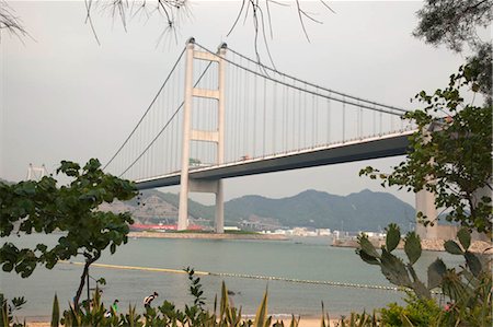 Tsing Ma Bridge from Park Island, Ma Wan, Hong Kong Stock Photo - Rights-Managed, Code: 855-03252756