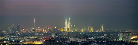 Cityscape at night, Kuala Lumpur, Malaysia Stock Photo - Rights-Managed, Code: 855-03253774