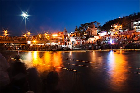 rivers of india - Evening prayer (Aarti) at Har Ki Pauri, River Ganges, Haridwar, Uttarakhand, India Stock Photo - Rights-Managed, Code: 857-06721440