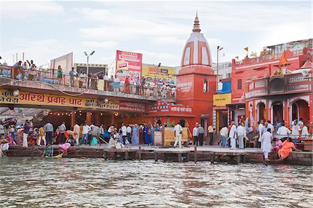 Devotees on ghat at River Ganges, Haridwar, Uttarakhand, India Stock Photo - Rights-Managed, Code: 857-06721454