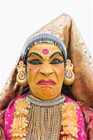 face front man - Portrait of a woman kathakali dancing Foto de stock - Con derechos protegidos, Código: 857-03192861
