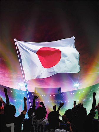 simsearch:858-06756224,k - Crowd Cheering And Waving Japan Flag In Stadium Stock Photo - Rights-Managed, Code: 858-06756373