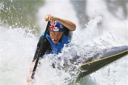 side view of person rowing in boat - Whitewater Kayaking Stock Photo - Rights-Managed, Code: 858-03049034