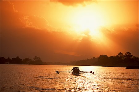 rowing at sunset - Rowing Stock Photo - Rights-Managed, Code: 858-03053282