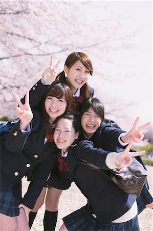 simsearch:859-06380209,k - Cherry Blossoms And High School Girls Stock Photo - Rights-Managed, Code: 859-06380210