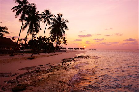 romantic beach sunset - Maldives Resort Stock Photo - Rights-Managed, Code: 859-07495107