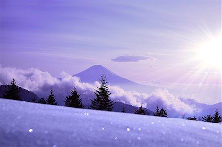 silhouette mountain peak - Yamanashi Prefecture, Japan Stock Photo - Rights-Managed, Code: 859-07635893