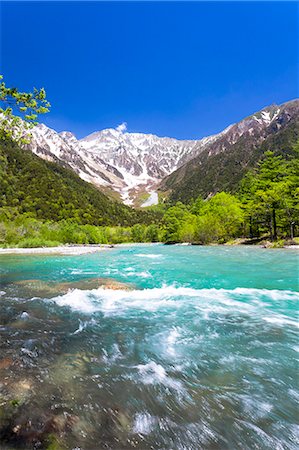 snow mountain trees river - Nagano Prefecture, Japan Stock Photo - Rights-Managed, Code: 859-08358755