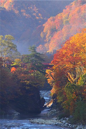 sun mountain river painting - Yamagata Prefecture, Japan Stock Photo - Rights-Managed, Code: 859-08359345