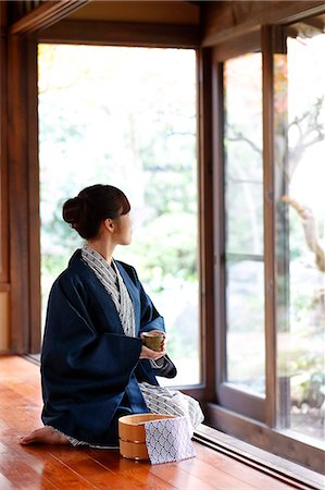 Japanese woman wearing a yukata at traditional ryokan, Tokyo, Japan Stock Photo - Rights-Managed, Code: 859-08993784