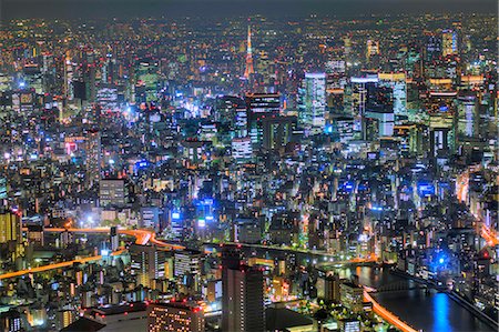 Tokyo night cityscape, Tokyo, Japan Stock Photo - Rights-Managed, Code: 859-09104776