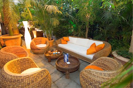 Outdoor patio with modern decorative furniture and plants Stock Photo - Rights-Managed, Code: 859-03036518