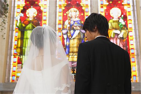 simsearch:859-03039180,k - Bride Standing with Groom in Church Stock Photo - Rights-Managed, Code: 859-03039164