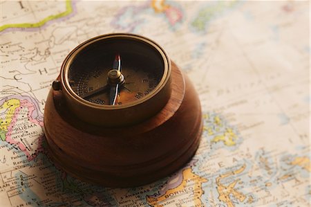 Old Map And Compass Stock Photo - Rights-Managed, Code: 859-03598977