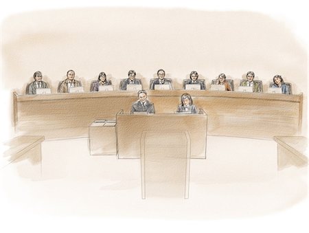 drawing artwork - Court Of Justice Stock Photo - Rights-Managed, Code: 859-03599042