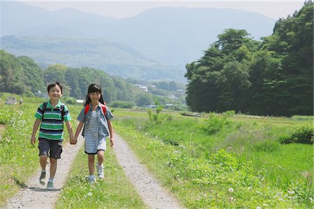 friend on road boy - Kids Passing Trough Pathway Stock Photo - Rights-Managed, Code: 859-03755139