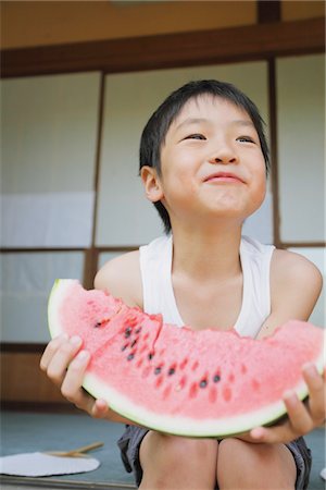 Toddler Boy Holding Watermelon Slice Stock Photo - Rights-Managed, Code: 859-03755279