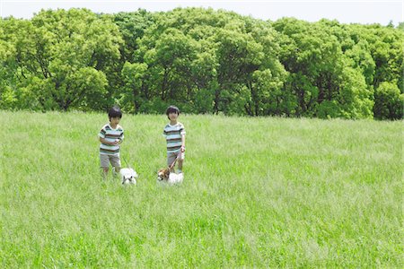 simsearch:859-03781926,k - Twins Standing in Park with their Pets Foto de stock - Con derechos protegidos, Código: 859-03782343