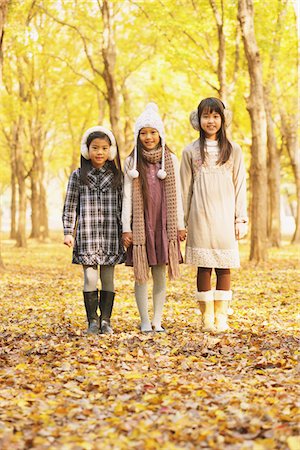 simsearch:859-03839388,k - Three Girls Standing In Park in Autumn Stock Photo - Rights-Managed, Code: 859-03839319