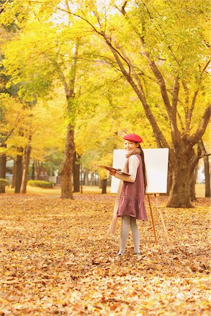 simsearch:859-03839388,k - Girl Painting In Autumn Foliage Stock Photo - Rights-Managed, Code: 859-03839377