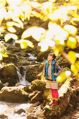 simsearch:855-08781667,k - Young Woman Standing Near Water Stream Stock Photo - Rights-Managed, Code: 859-03839523