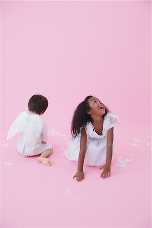 Kids Playing With Feathers Stock Photo - Rights-Managed, Code: 859-03839799