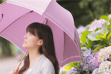 simsearch:859-03983201,k - Young adult woman with umbrella Stock Photo - Rights-Managed, Code: 859-03840144