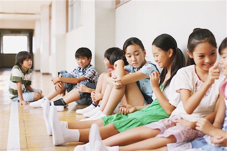 school boys side - Children Sitting In School Corridor Stock Photo - Rights-Managed, Code: 859-03860865