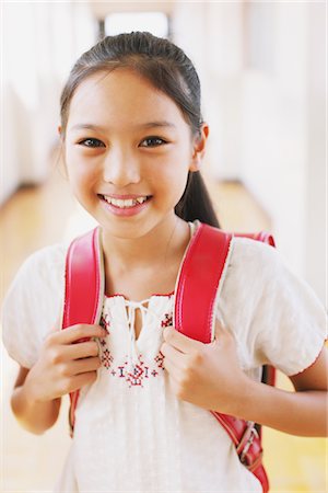 satchel - Happy Smiling Girl With School Bag Stock Photo - Rights-Managed, Code: 859-03860871