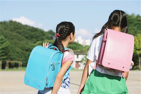 satchel - Schoolchildren With School Bag Walking Outdoors Together Stock Photo - Rights-Managed, Code: 859-03860938