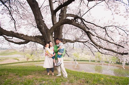 Family In Front Of Blooming Cherry Tree Stock Photo - Rights-Managed, Code: 859-03885005