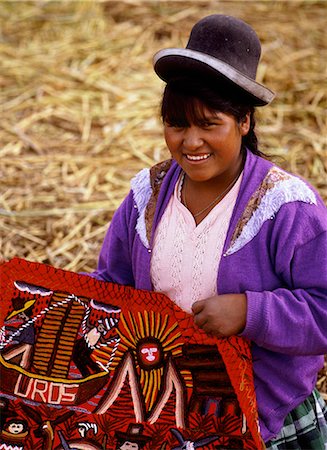 south american woman - Woman with traditional cloth,Uros Islands,Lake Titicaca,Peru Stock Photo - Rights-Managed, Code: 851-02958856