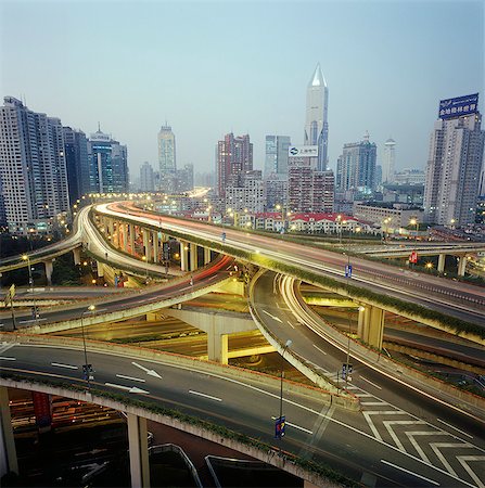 shanghai cityscape - Busy road intersection,night,,Shanghai,China Stock Photo - Rights-Managed, Code: 851-02959135
