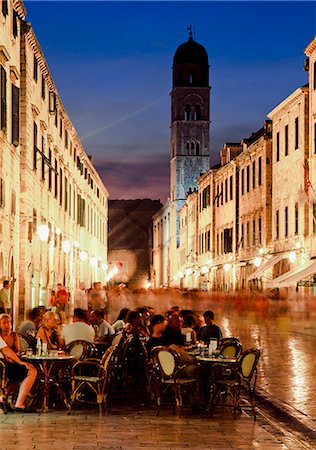 european cafe bar - People in cafes at dusk on Stradun,Dubrovnik,Croatia Stock Photo - Rights-Managed, Code: 851-02959284