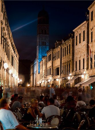 european cafe bar - People in cafes at dusk on Stradun,Dubrovnik,Croatia Stock Photo - Rights-Managed, Code: 851-02959281