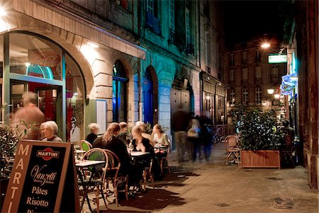Nigh shot of restaurant at Rue St. Remi,Bordeaux,France Stock Photo - Rights-Managed, Code: 851-02959683