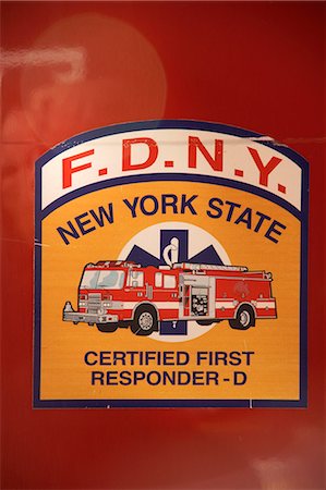fire engine in new york - Fire Department of New York Truck Badge,New York City,New York,USA Stock Photo - Rights-Managed, Code: 851-02964366