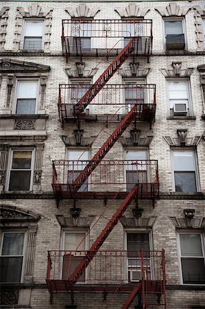 fire escape - Fire escapes in Soho,Manhattan,New York City,New York State,USA Stock Photo - Rights-Managed, Code: 851-02964363