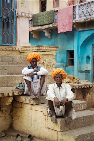 Two Rajput men sitting on steps in Bundi,Rajasthan,India Stock Photo - Rights-Managed, Code: 851-02960437