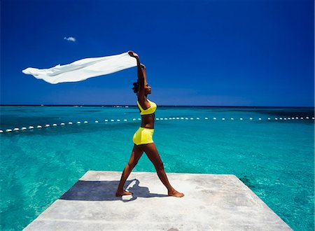 photography jamaica - Woman exercising next to ocean,Jamaica Stock Photo - Rights-Managed, Code: 851-02960949