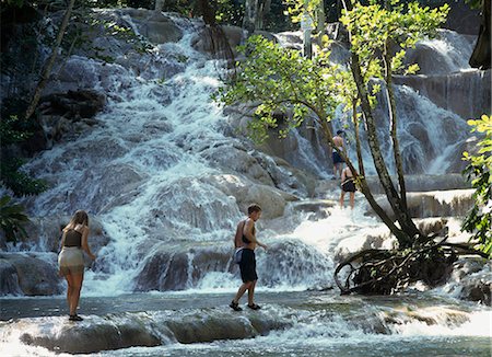 photography jamaica - people climbing up Dunns River Falls,Ocho Rios,Jamaica Stock Photo - Rights-Managed, Code: 851-02960952