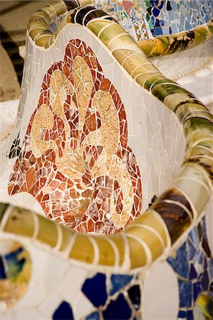 Close up of mosaic tiles,Park Guell,Barcelona,Spain Stock Photo - Rights-Managed, Code: 851-02963052