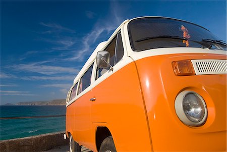 Yellow camper van by sea,Sennen Cove,Cornwall,England Stock Photo - Rights-Managed, Code: 851-02963732