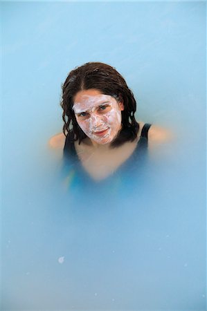 Woman with face mask in the Blue Lagoon near Grindavik, Iceland Stock Photo - Rights-Managed, Code: 853-06306060