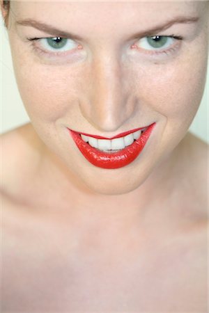 woman with red lipstick, portrait Stock Photo - Rights-Managed, Code: 853-02914662