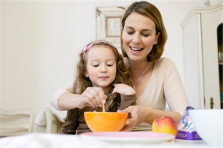 Mother and daughter having breakfast Stock Photo - Rights-Managed, Code: 853-02913657