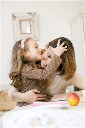 emotional attachment - Daughter kissing mother Stock Photo - Rights-Managed, Code: 853-02913658