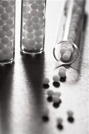 Close-up of homeopathic medicine and test tubes Stock Photo - Rights-Managed, Code: 853-03227769