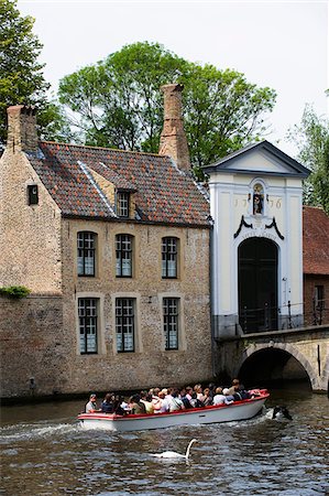 Europe, Belgium, Flanders, Bruges, tourist boat trip on the canal, old town, Unesco World Heritage Site Stock Photo - Rights-Managed, Code: 862-05996863